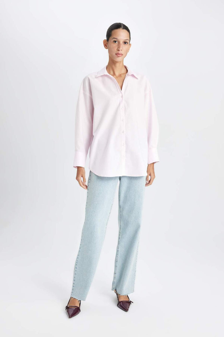 Defacto Kadın Long Sleeve Shirt C4597Ax - Açık Pembe
