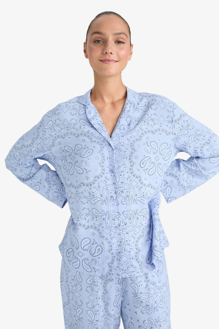 DeFacto F9824AX Kadın Pijama Takımı - Açık Mavi