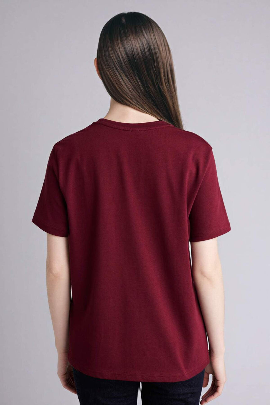 Defacto Kadın Short Sleeve T-Shirt A9428AX - Bordo