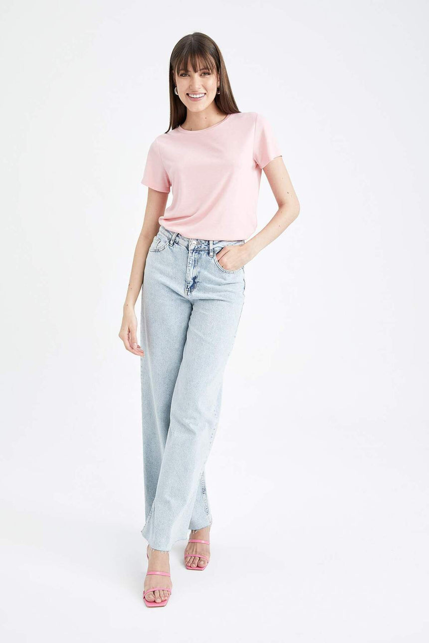DeFacto W7299AZ Kadın T-Shirt - Açık Pembe