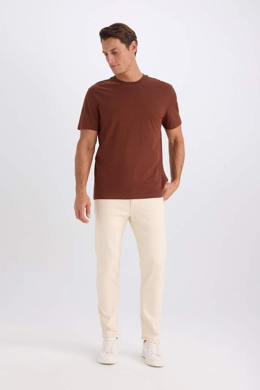 DeFacto V7699AZ Erkek T-Shirt - Kahverengi