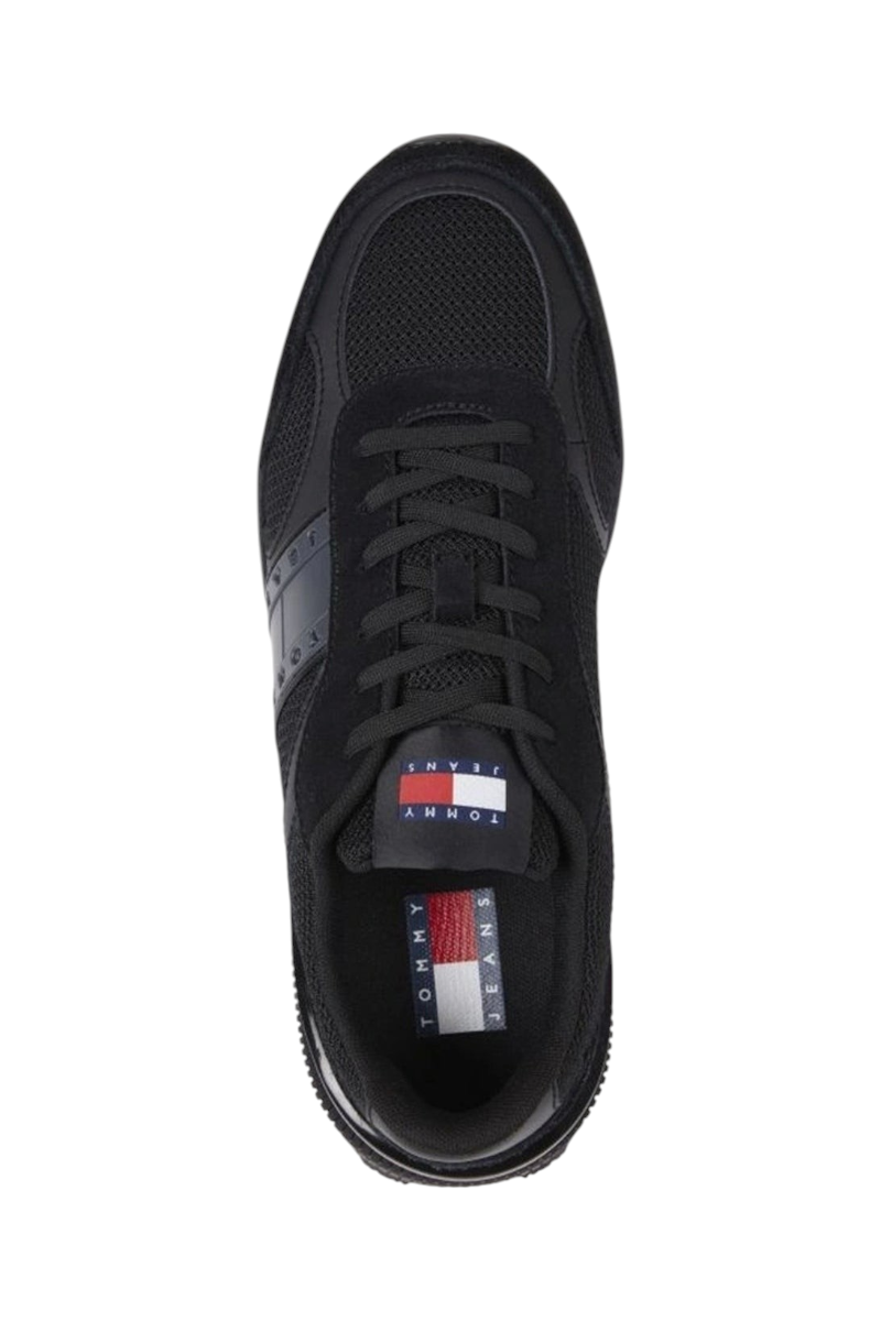 Sporline Tommy Hilfiger siyah süet erkek sneaker ayakkabı üstten görünüm