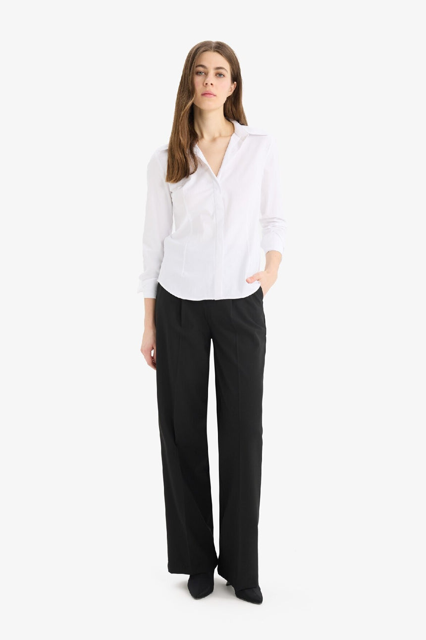 Defacto Kadın Long Sleeve Shirt Y4651Az - Beyaz