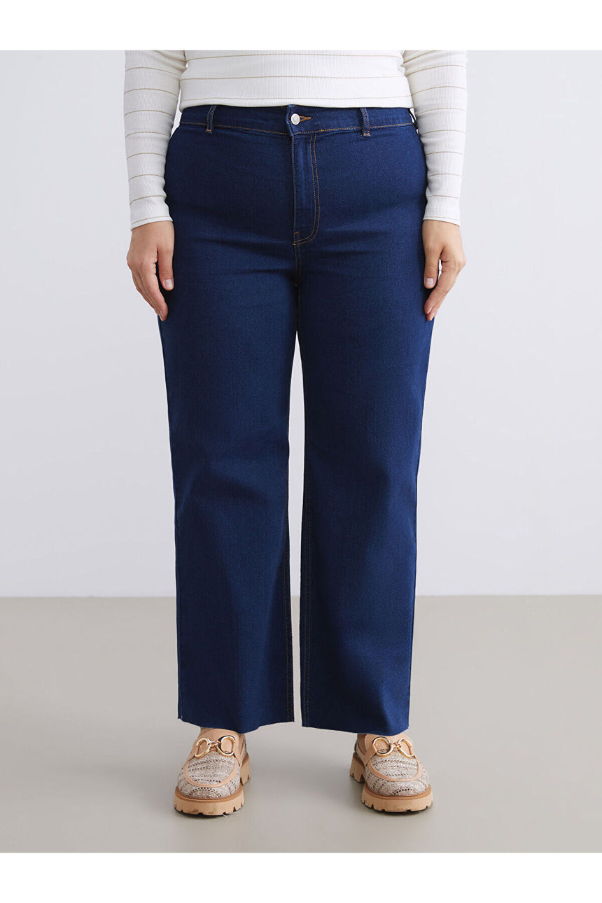 LC Waikiki Kadın Wide Leg Jean Pantolon W5DD03L8 - Koyu Mavi