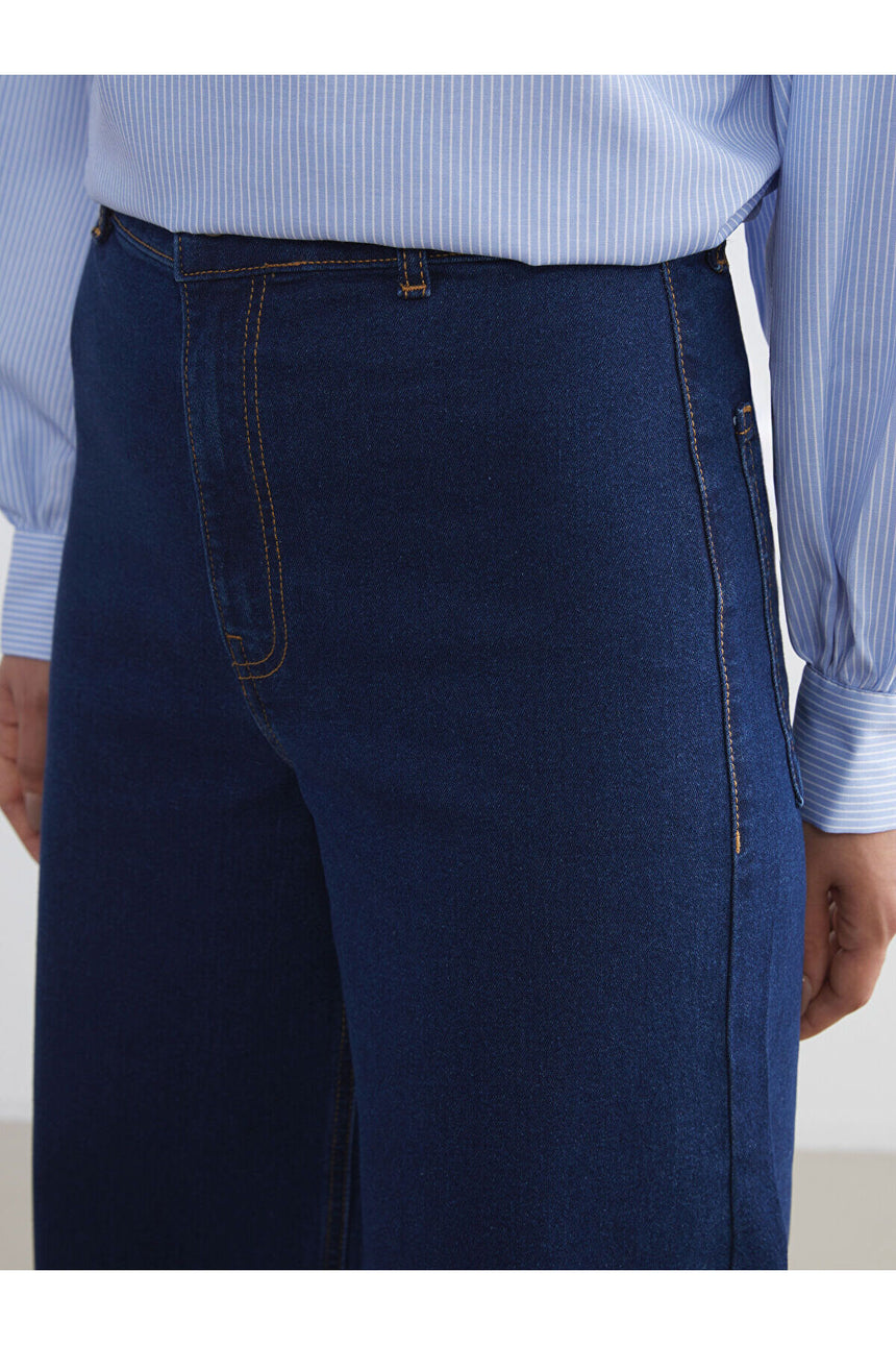 LC Waikiki Kadın Wide Leg Jean Pantolon W5DD03L8 - Koyu Mavi