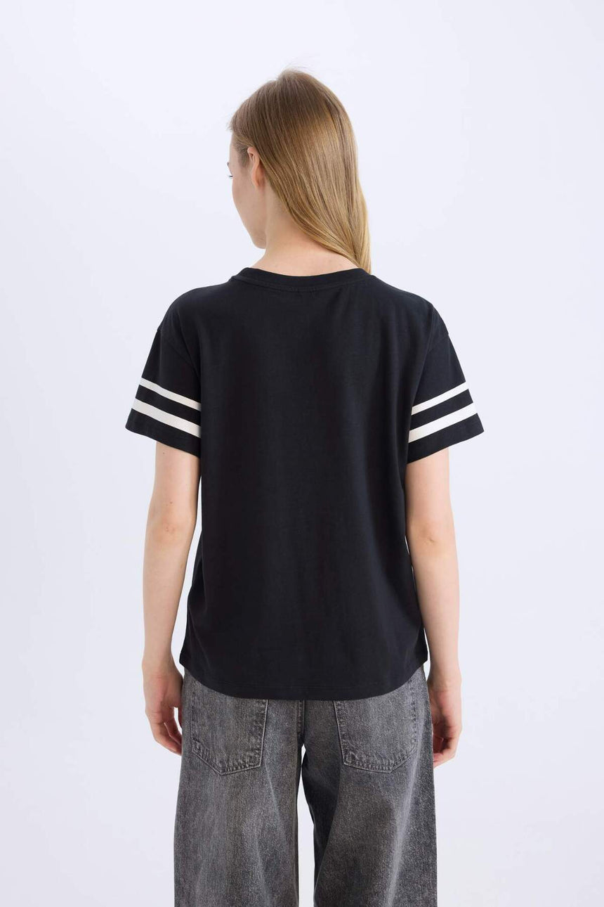 Defacto Kadın Short Sleeve T-Shirt D9600Ax - Siyah