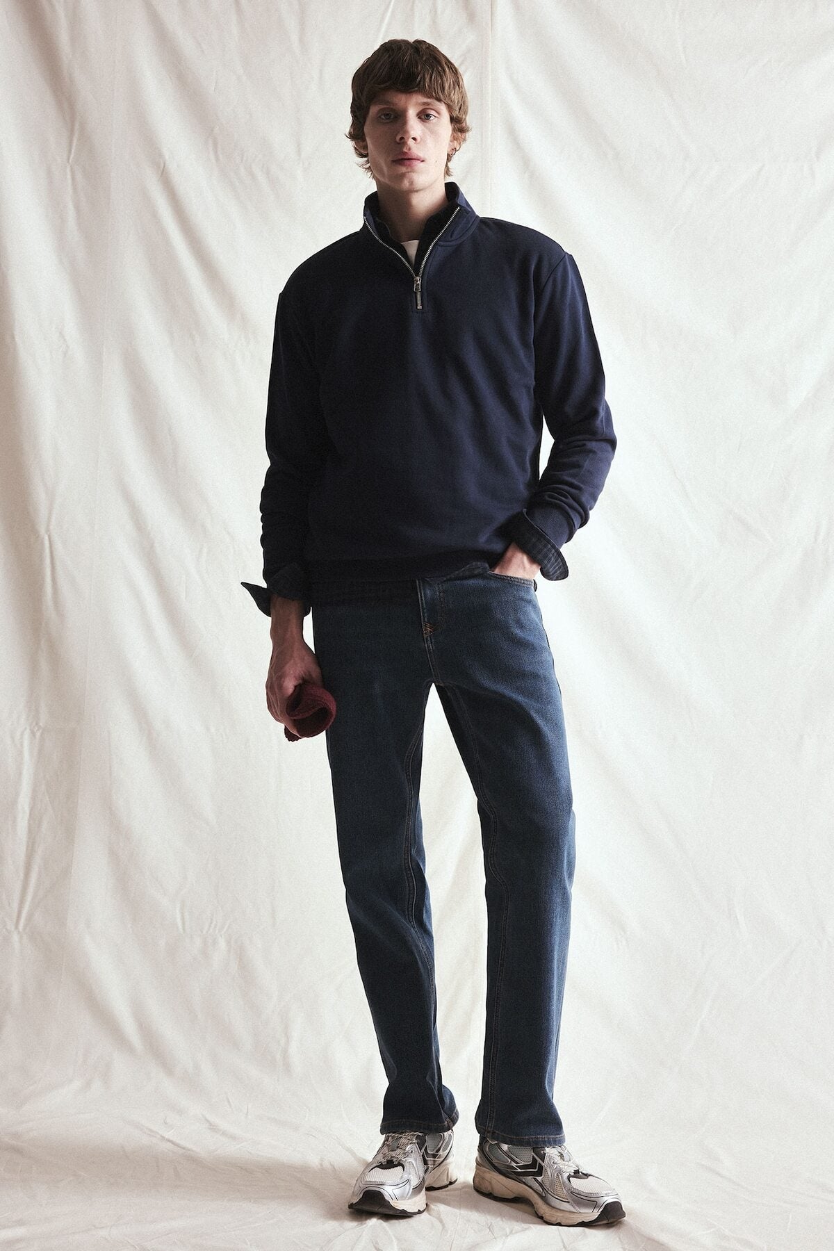 DeFacto Erkek Yarım Fermuarlı Sweatshirt X7405AZ - Koyu Lacivert