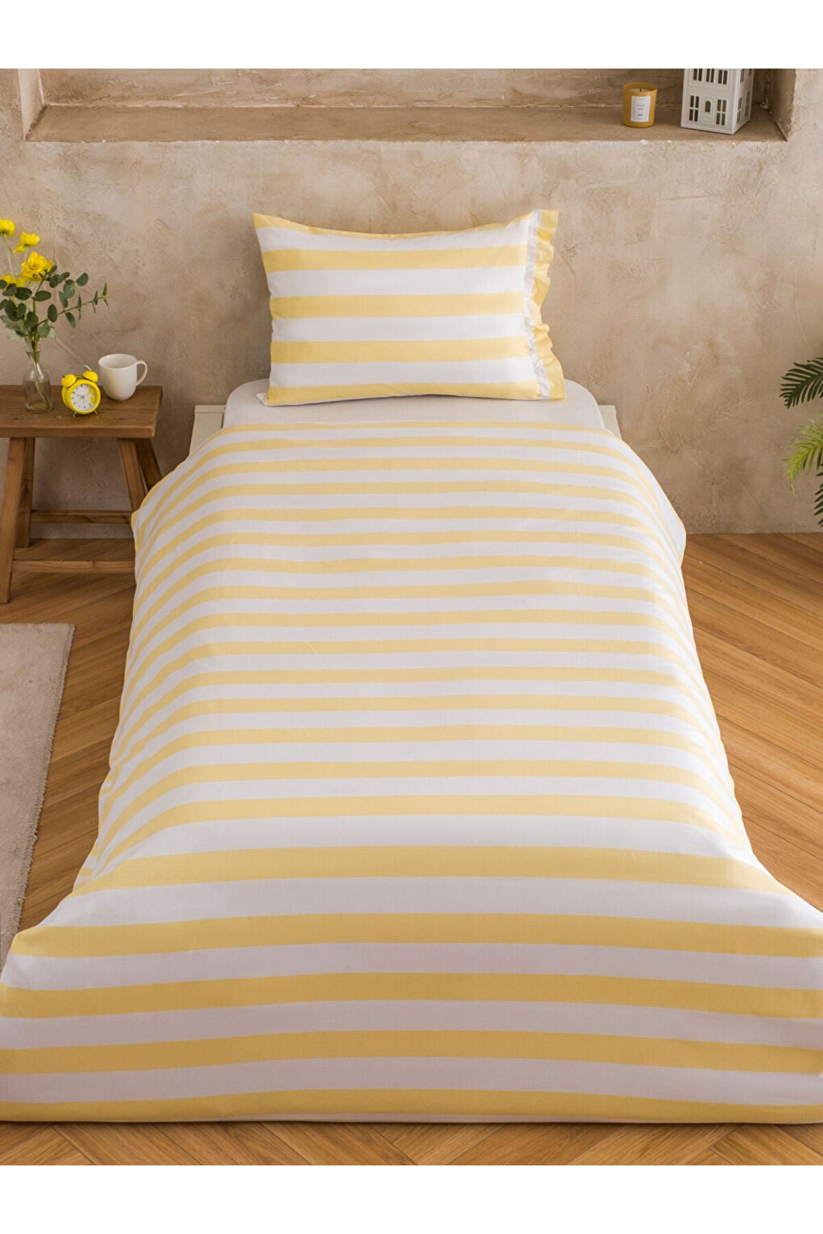 LC Waikiki Home Çizgili Tek Kişilik Nevresim Seti S6GS52B8 - Sarı