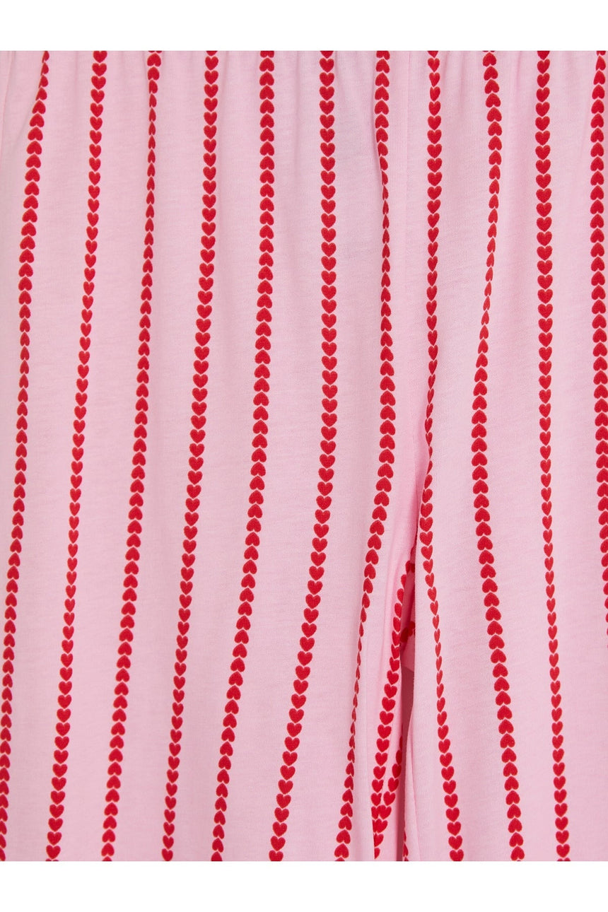 LC Waikiki Çocuk Kalp Desenli Düğmeli Pijama Takımı W6BU11D4 - Açık Pembe