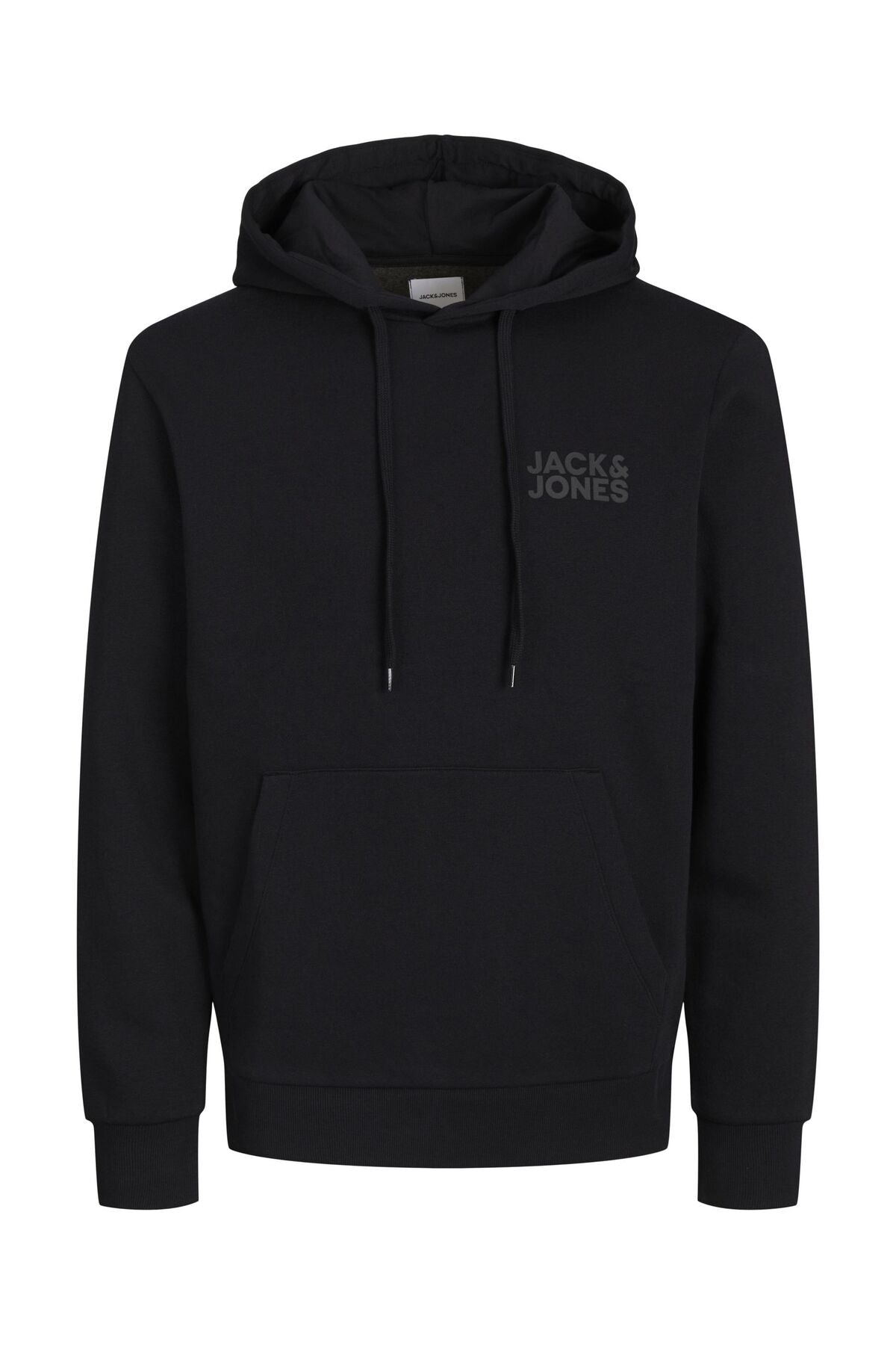 Jack & Jones Corp Logo Erkek Kapüşonlu Sweatshirt 12152840 - Siyah