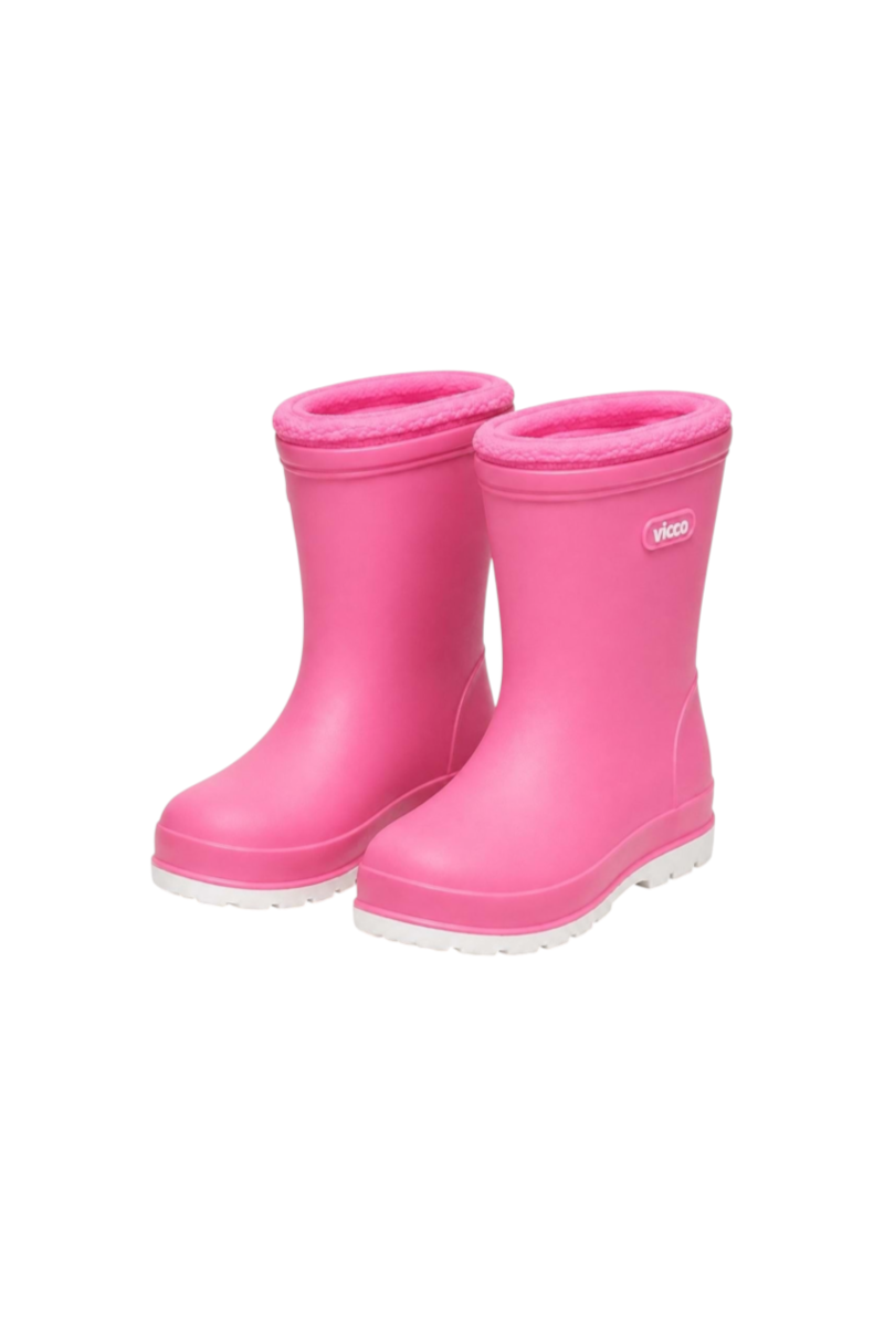 Sporline Vicco pembe renkli, içi peluş astarlı, beyaz tabanlı çocuk yağmur botu