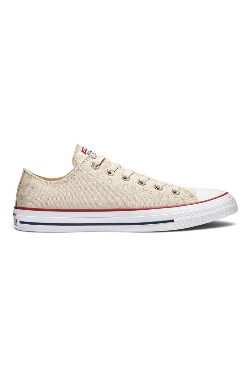 Sporline marka krem rengi pamuklu Converse Chuck Taylor All Star erkek sneaker ayakkabı, yan profil görünümü.