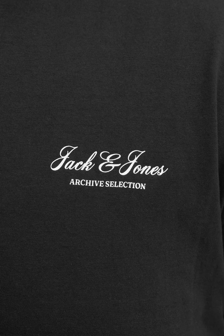 JACK&JONES PLUS JJEARCHIVE GRAPHIC TEE SS ONECK NOOS PLS 12289683 - Siyah