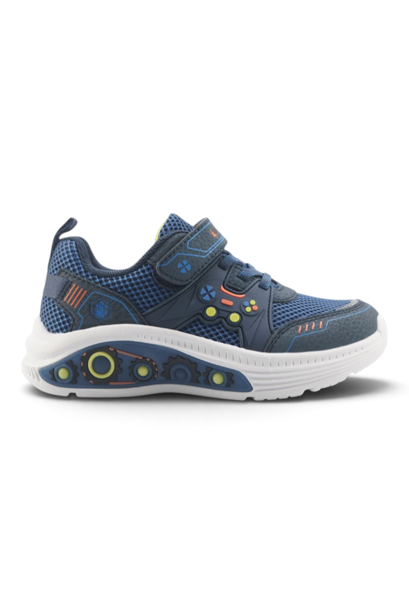 Sporline Lumberjack Lift lacivert çocuk sneaker, tekstil ve deri karışımlı, cırt cırtlı, oyun konsolu detaylı tasarım
