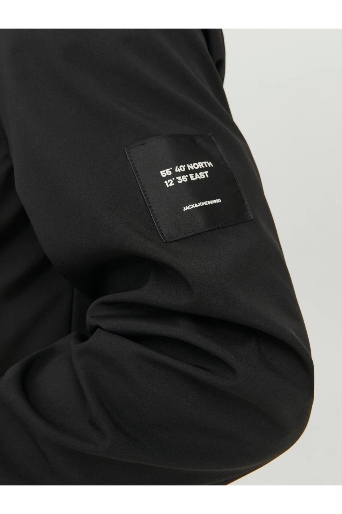 Jack & Jones Basic Erkek Kapüşonlu Softshell Mont 12236300 - Siyah