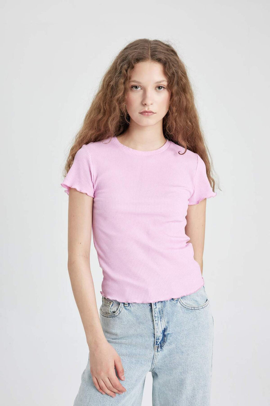 Defacto Kadın Short Sleeve T-Shirt K7064AZ - Açık Pembe