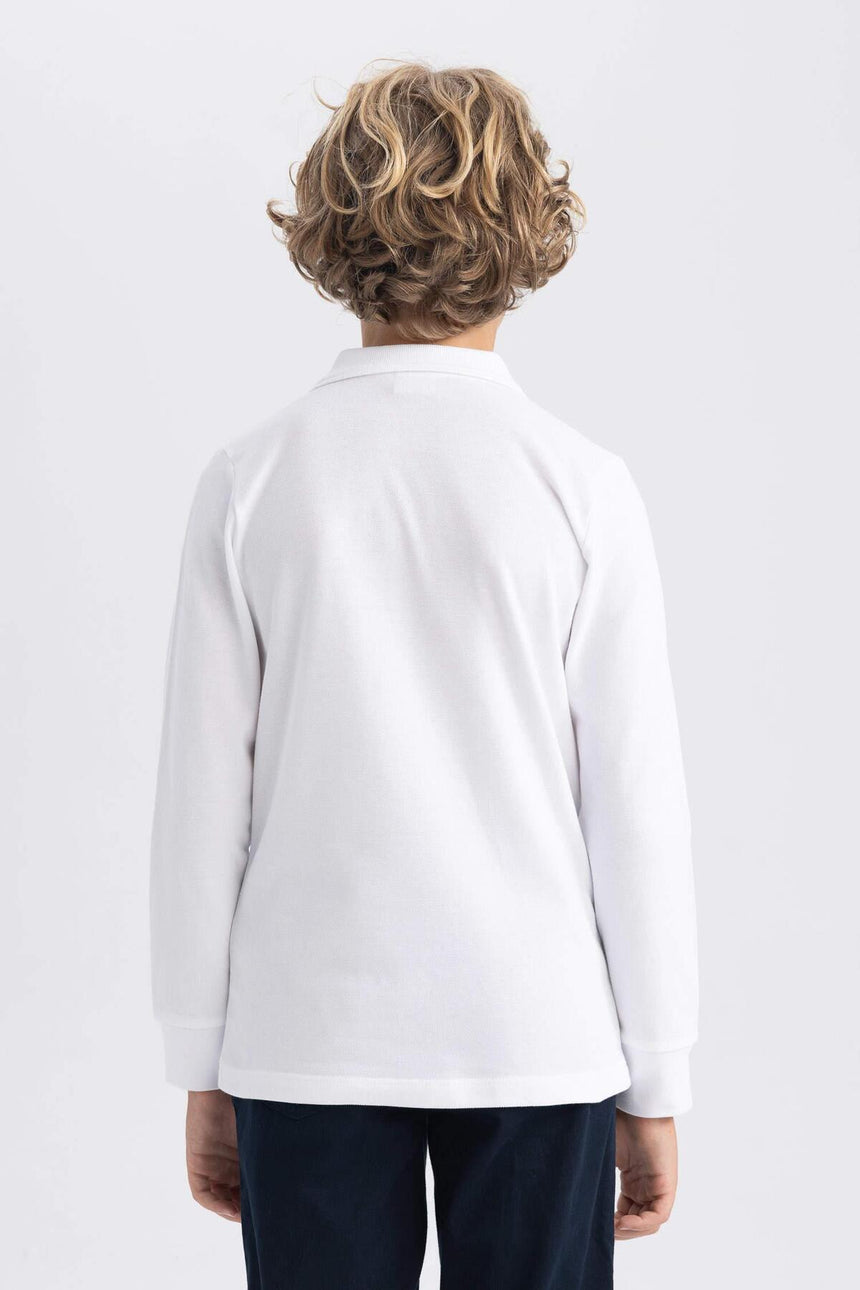 DeFacto L0288A6 Çocuk Polo Yaka T-Shirt - Beyaz