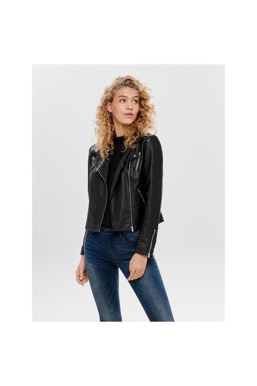 Only 15153079 ONLGEMMA FAUX LEATHER BIKER OTW NOSS MONT - Siyah