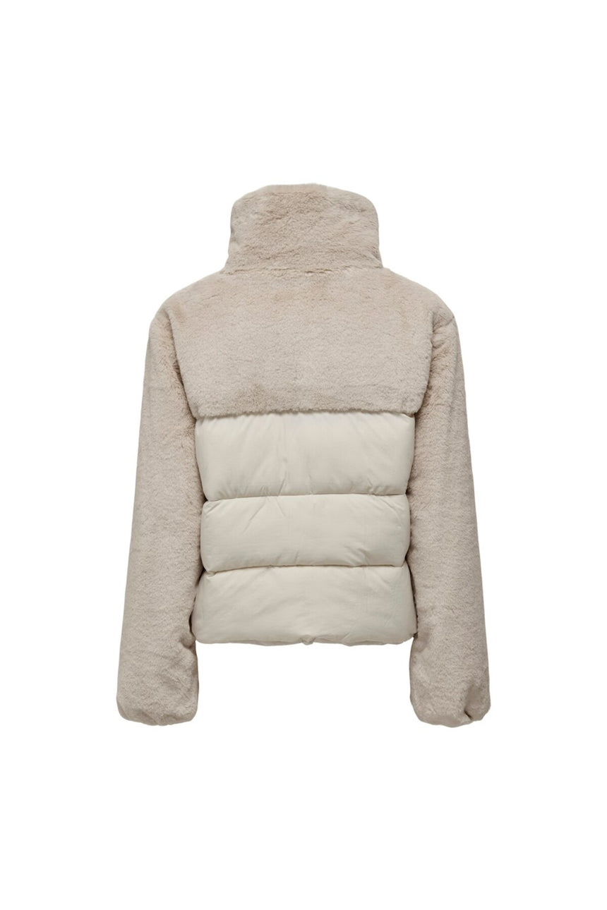 only onlwanja fur puffer mix jacket cc otw 15292945 - Bej/ Açık Gri