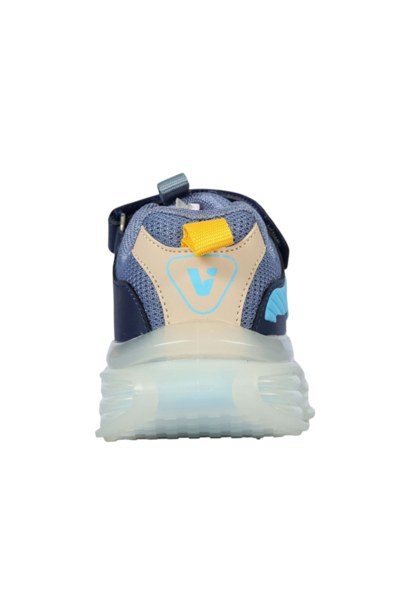 Sporline Vicco mavi suni deri çocuk sneaker ayakkabısının arka görünümü