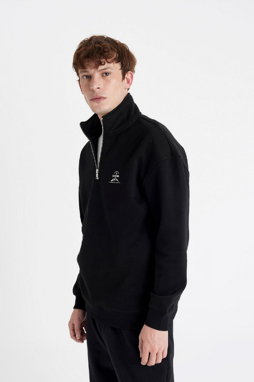 DeFacto Erkek Comfort Sweatshirt C6132AX - Siyah