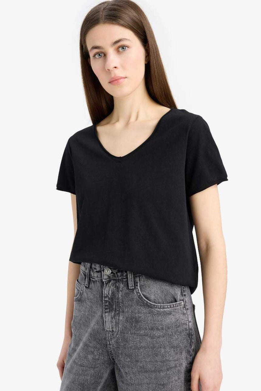 DeFacto K1507AZ Kadın T-Shirt - Siyah