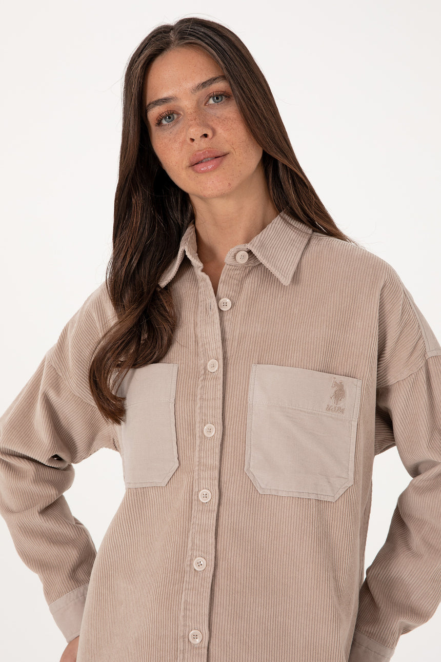 US POLO ASSN BAYAN DOKUMA GÖMLEK 1942999 - Gri/ Bej /Krem