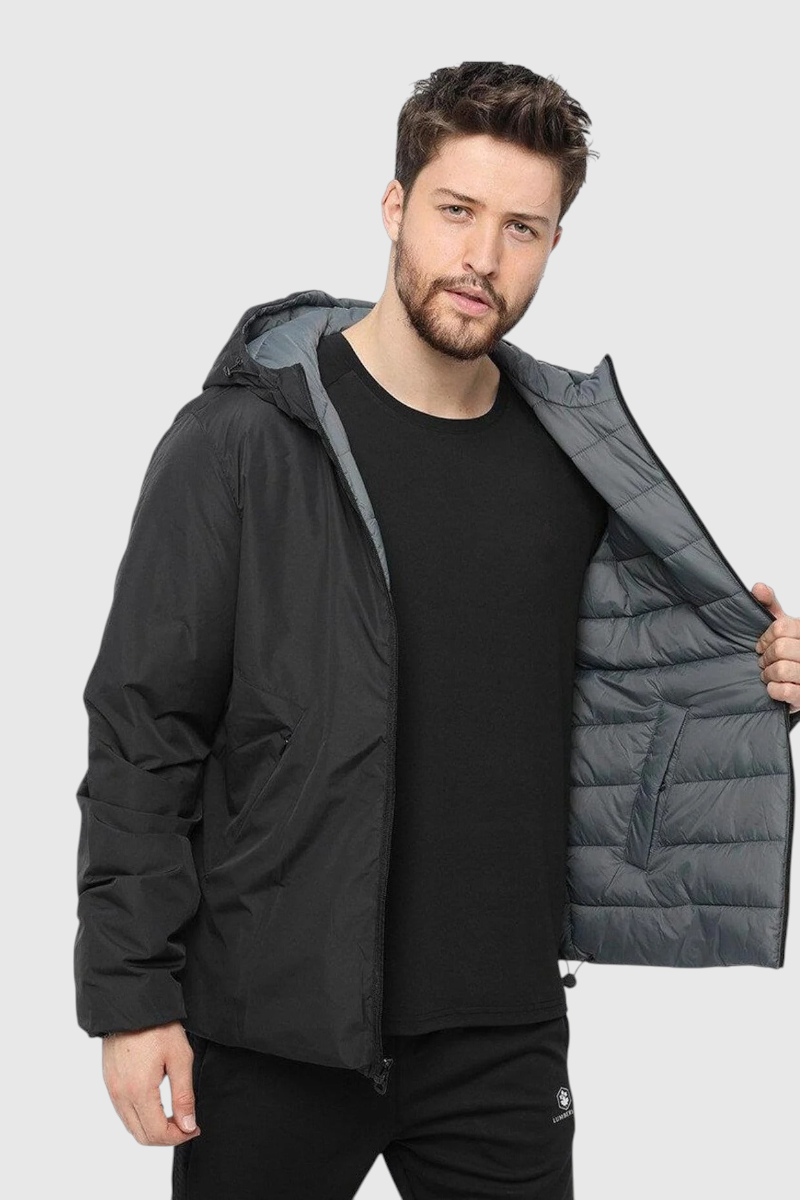 Sporline Lumberjack ML Lucas siyah renkli, kapüşonlu, %100 polyester regular kesim erkek mont