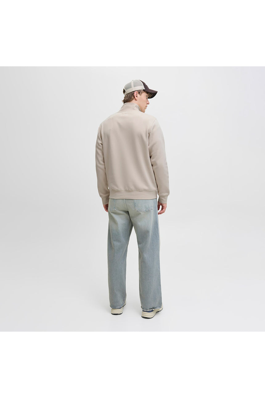 JACK&JONES JJESOHO SWEAT QUARTER ZIP HN NOOS 12278793 - Bej/ Açık Gri