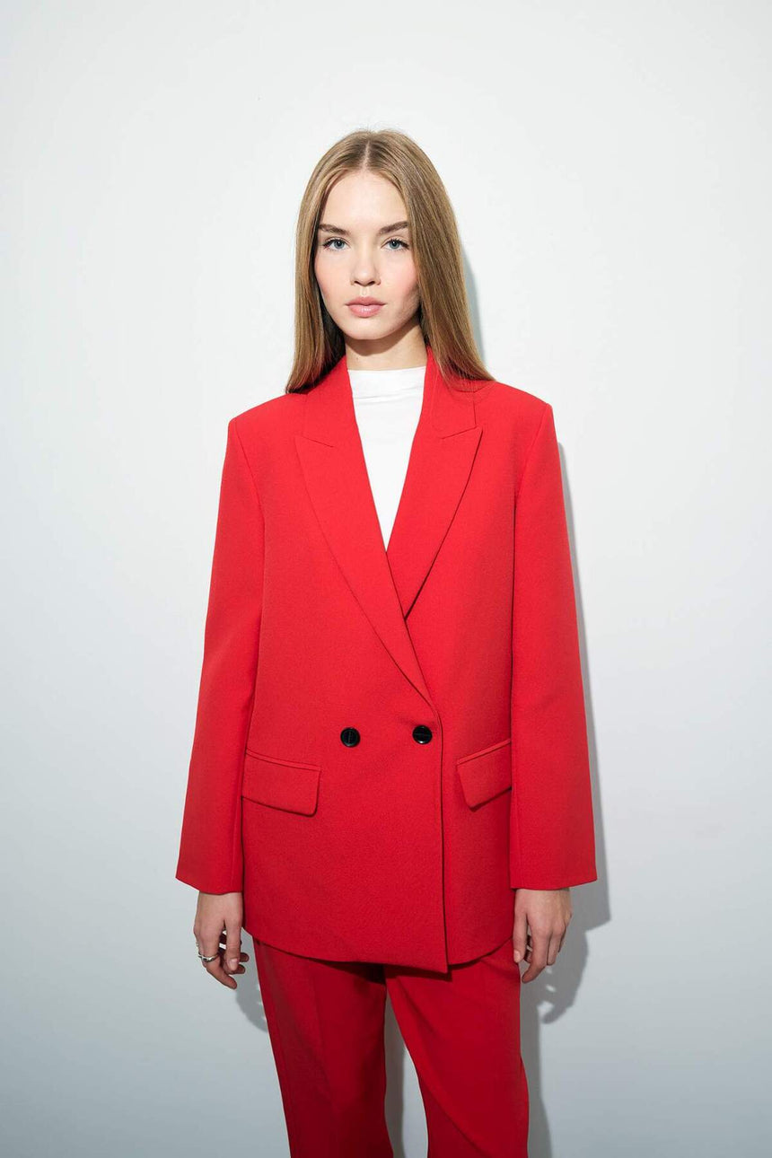 DeFacto Kadın Oversize Blazer Ceket C2457AX - Kırmızı