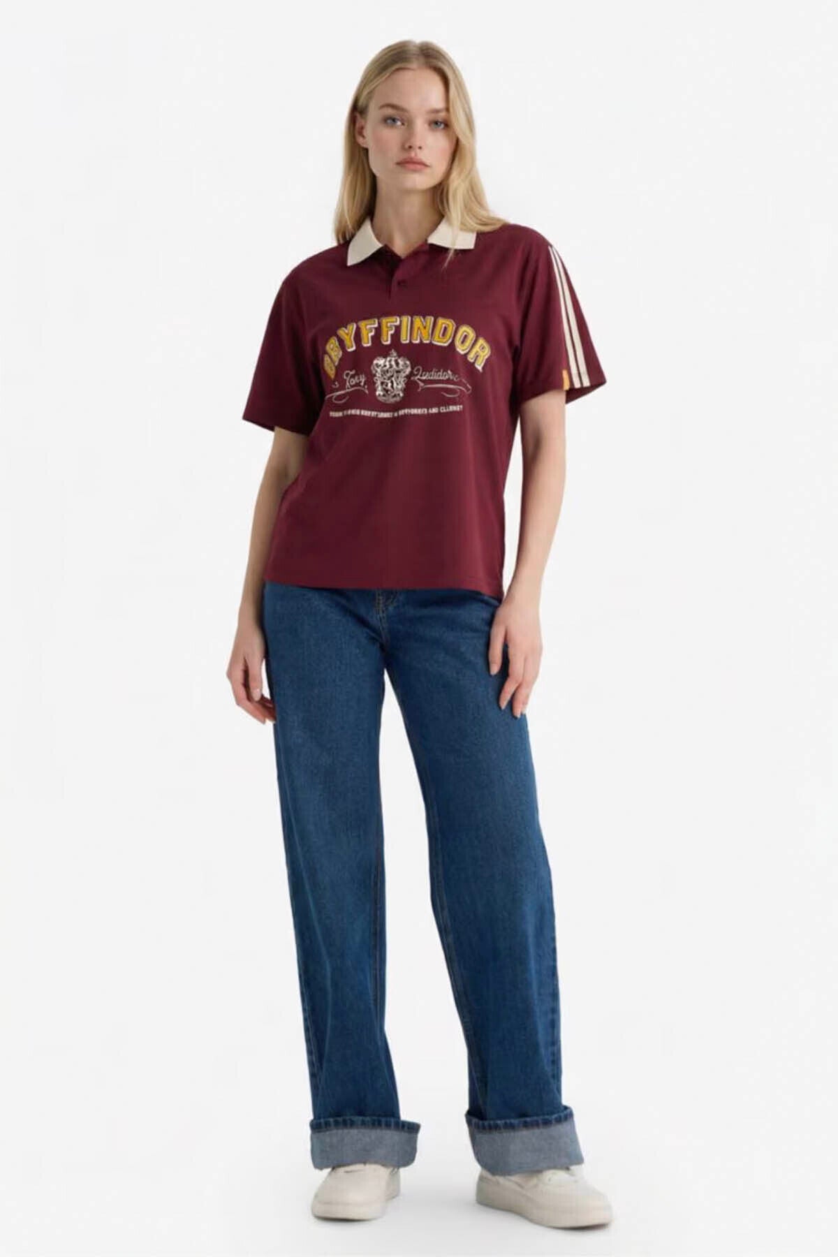 DeFacto Harry Potter Kadın Polo Yaka T-Shirt G0820AX - Bordo