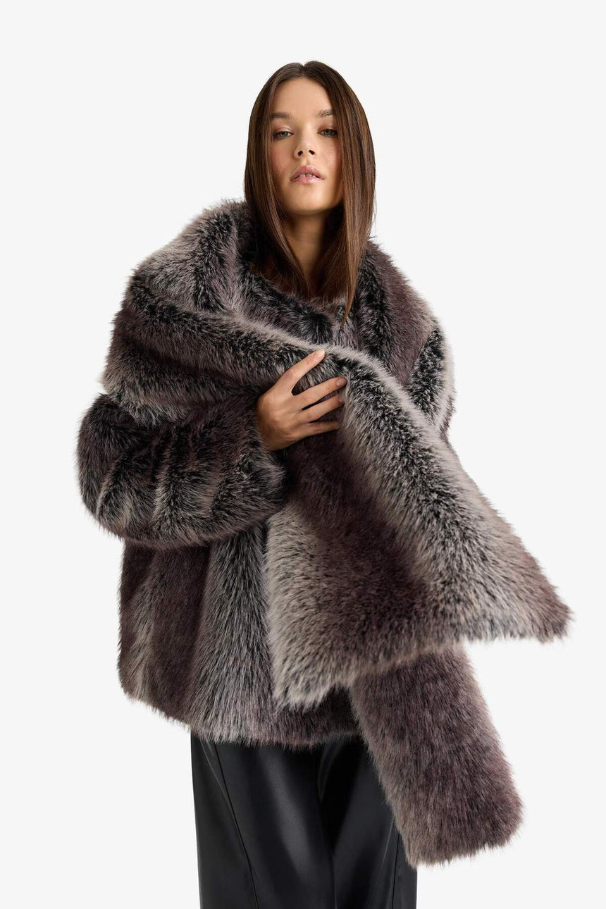 Defacto Kadın Faux Fur F5566Ax - Gri