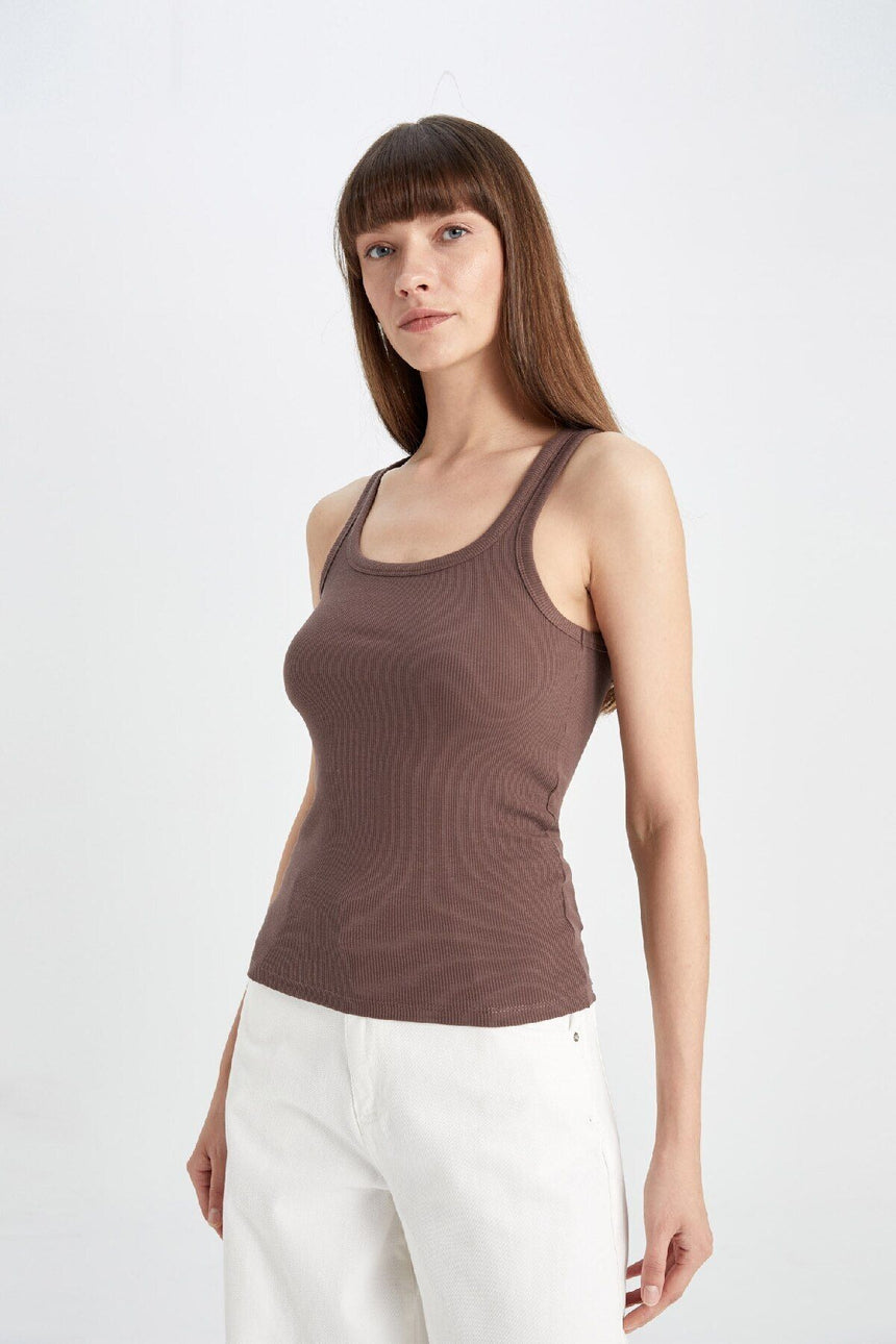 DeFacto Kadın Slim Fit Atlet A2366AX - Kahverengi