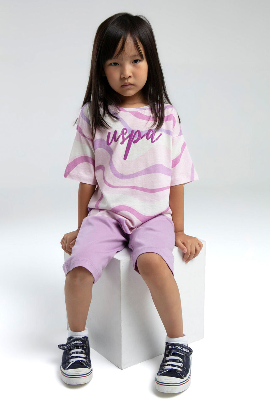 U.S. Polo Assn. Kız Çocuk Kapri Takım US2062-G - Krem / Toz Pembe