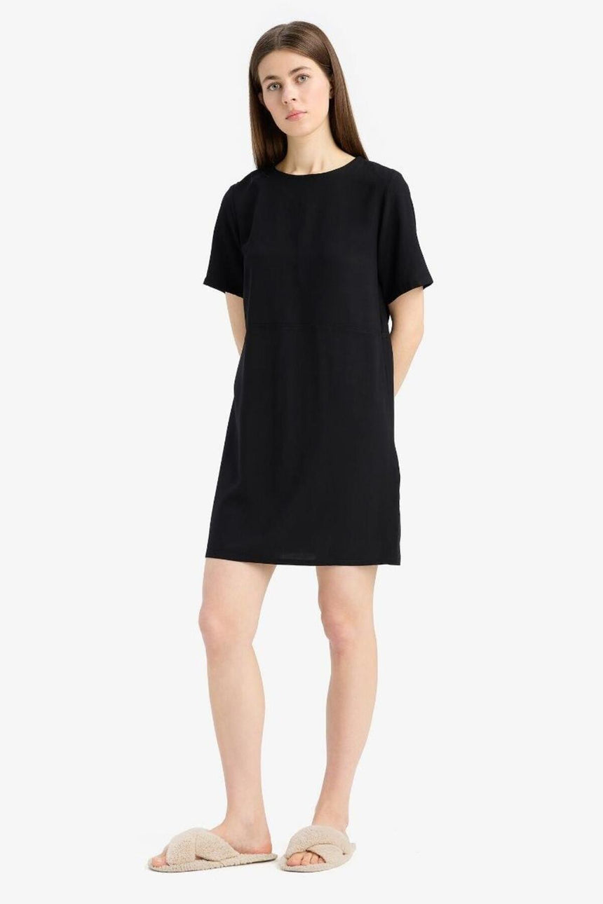 Defacto Kadın Short Sleeve Woven Dress F1835Ax - Siyah