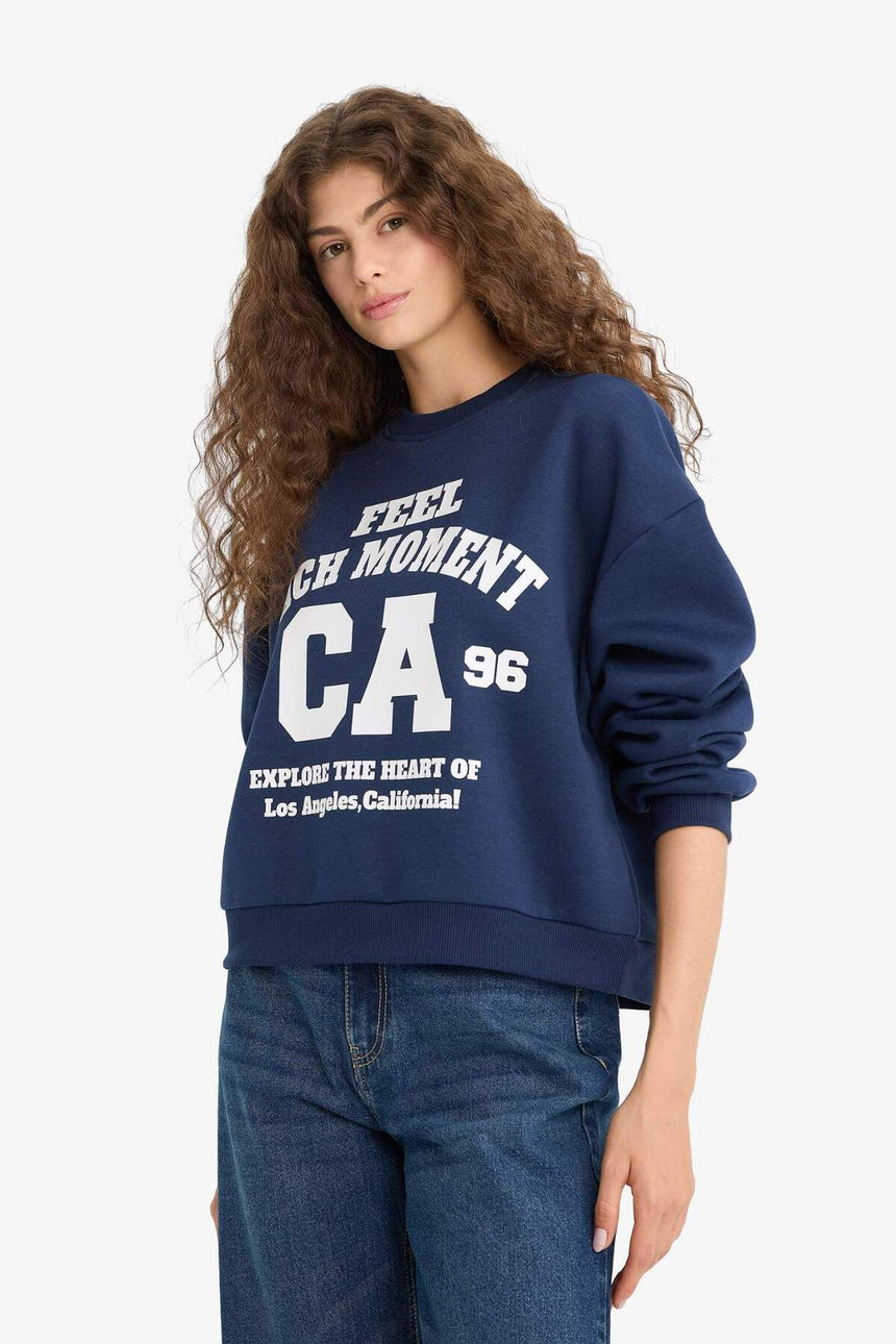 DeFacto Kadın Sweatshirt E8746AX - Koyu Lacivert