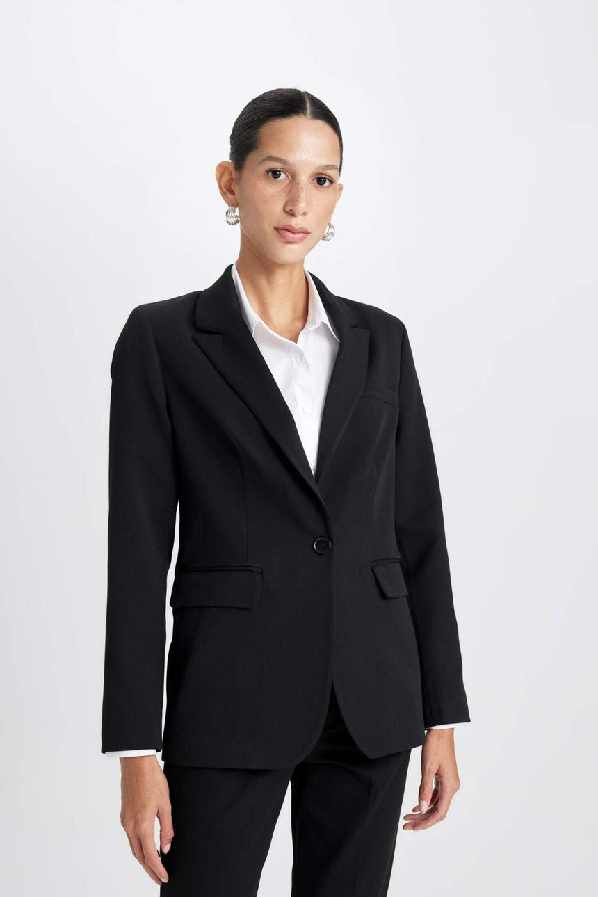 DeFacto Kadın Fitted Blazer Ceket D3157AX - Siyah