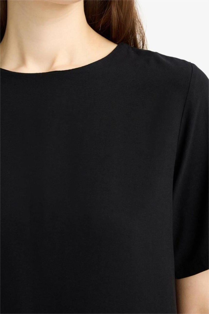 Defacto Kadın Short Sleeve Woven Dress F1835Ax - Siyah