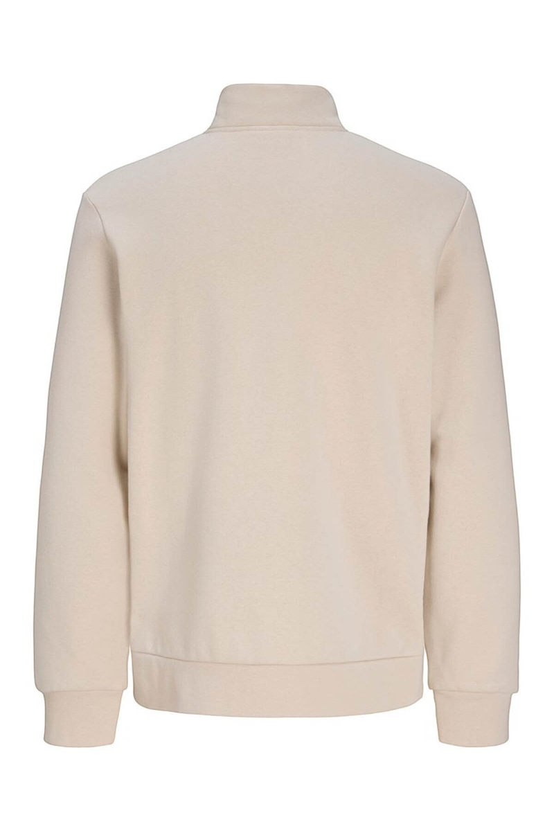Sporline Jack & Jones gri renkli, dik yakalı, yarım fermuarlı ve pamuk karışımlı erkek sweatshirt arka görünümü