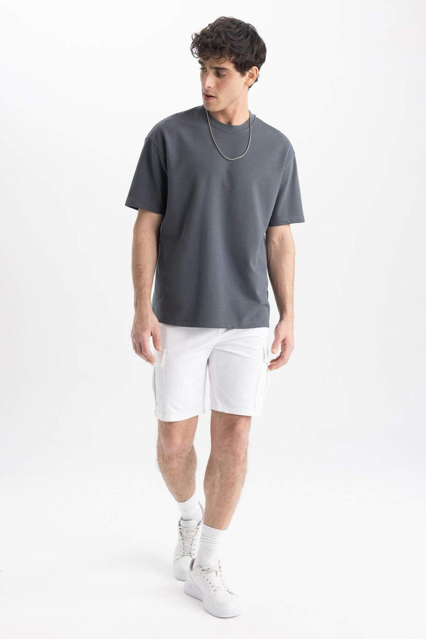 Defacto Erkek Short Sleeve T-Shirt X3926AZ - Antrasit
