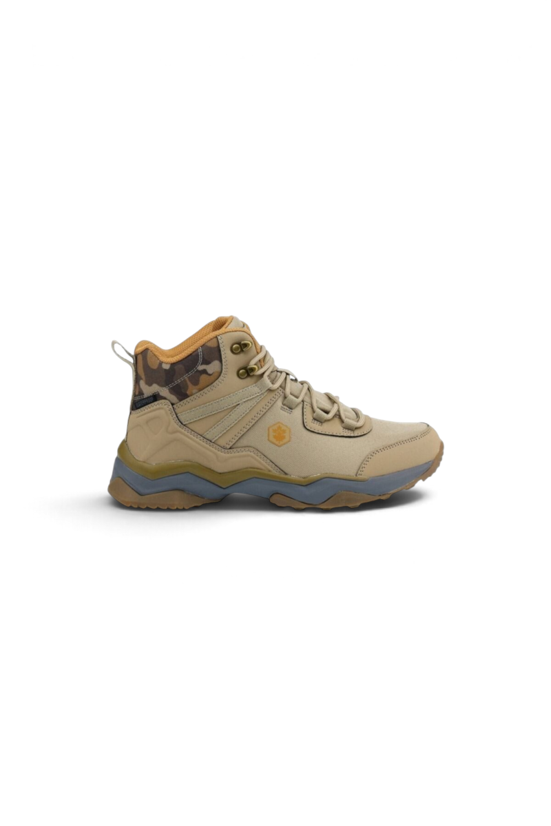 Sporline Lumberjack Brandon HI bej suni deri erkek bot, kamuflaj detaylı ve tırtıklı tabanlı outdoor tasarım