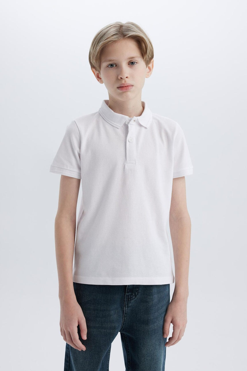 DeFacto K1689A6 Çocuk Polo Yaka T-Shirt - Beyaz