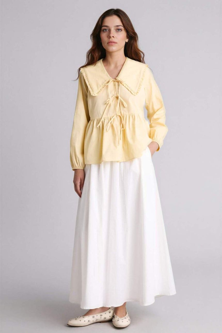 Defacto Kadın Woven Skirt H0060AX - Ekru