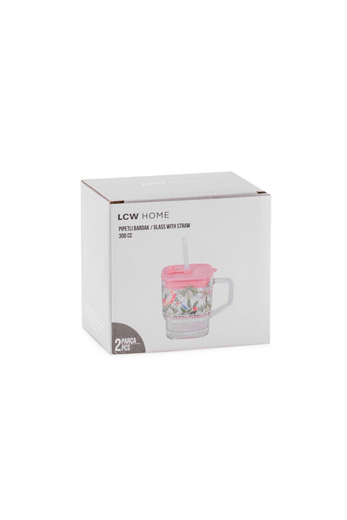 LC Waikiki Home Baskılı Pipetli Cam Bardak S6IA14B8 - Karışık