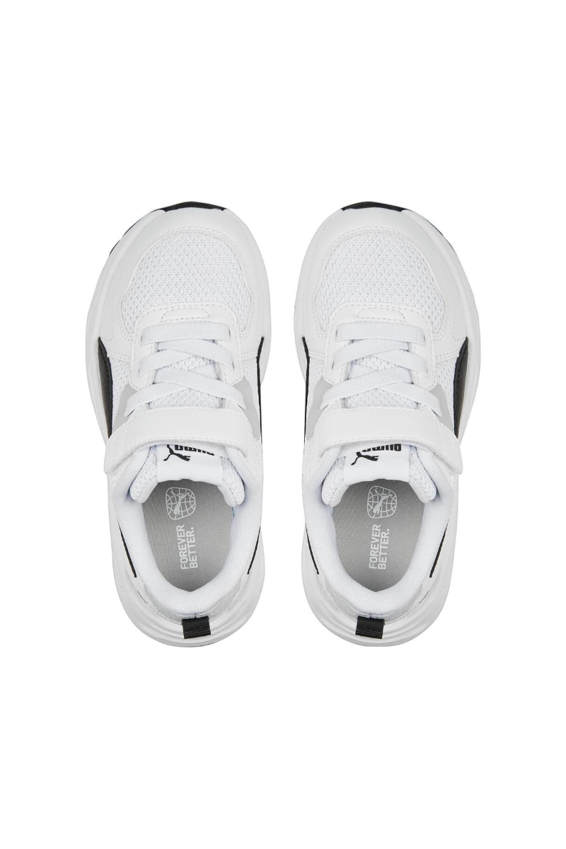 Sporline Puma Trinity Lite AC+ PS beyaz ve siyah detaylı çocuk sneaker ayakkabı üstten görünüm