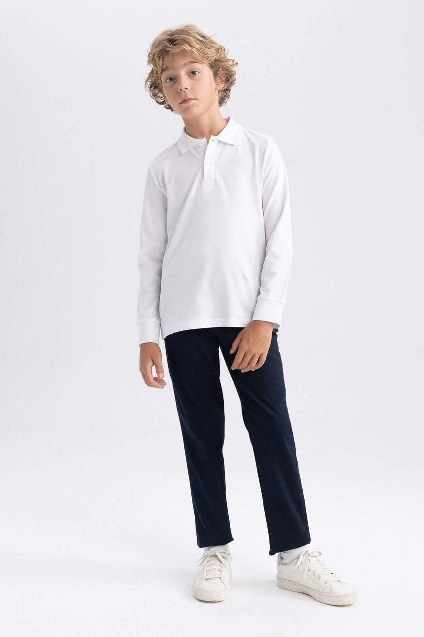DeFacto L0288A6 Çocuk Polo Yaka T-Shirt - Beyaz