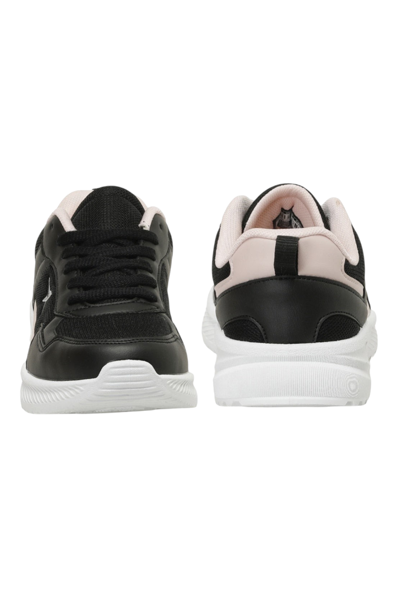 Sporline Kinetix 5P Grand siyah tekstil çocuk sneaker ayakkabısı ön ve arka görünüm