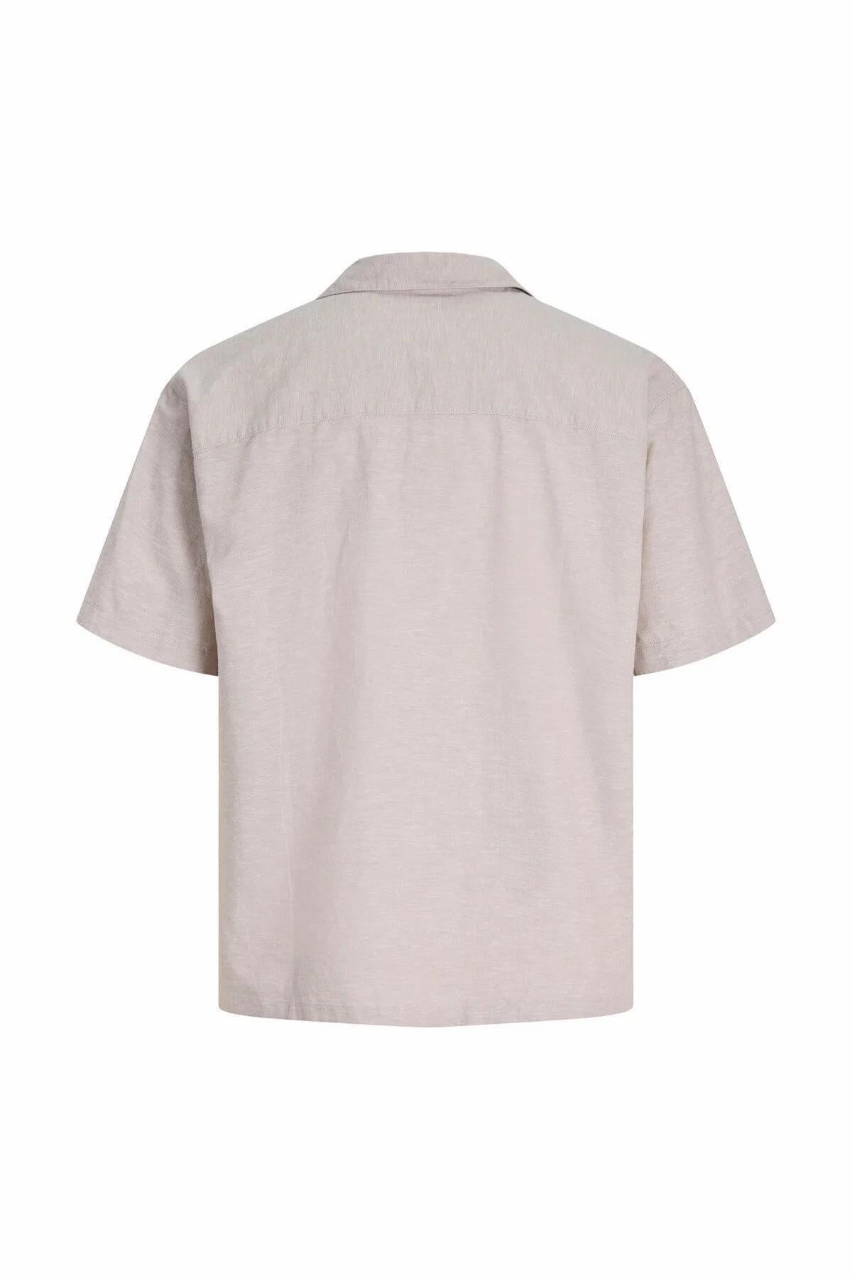 Jack & Jones Breeze Erkek Keten Karışımlı Kısa Kollu Gömlek 12288594 - Bej