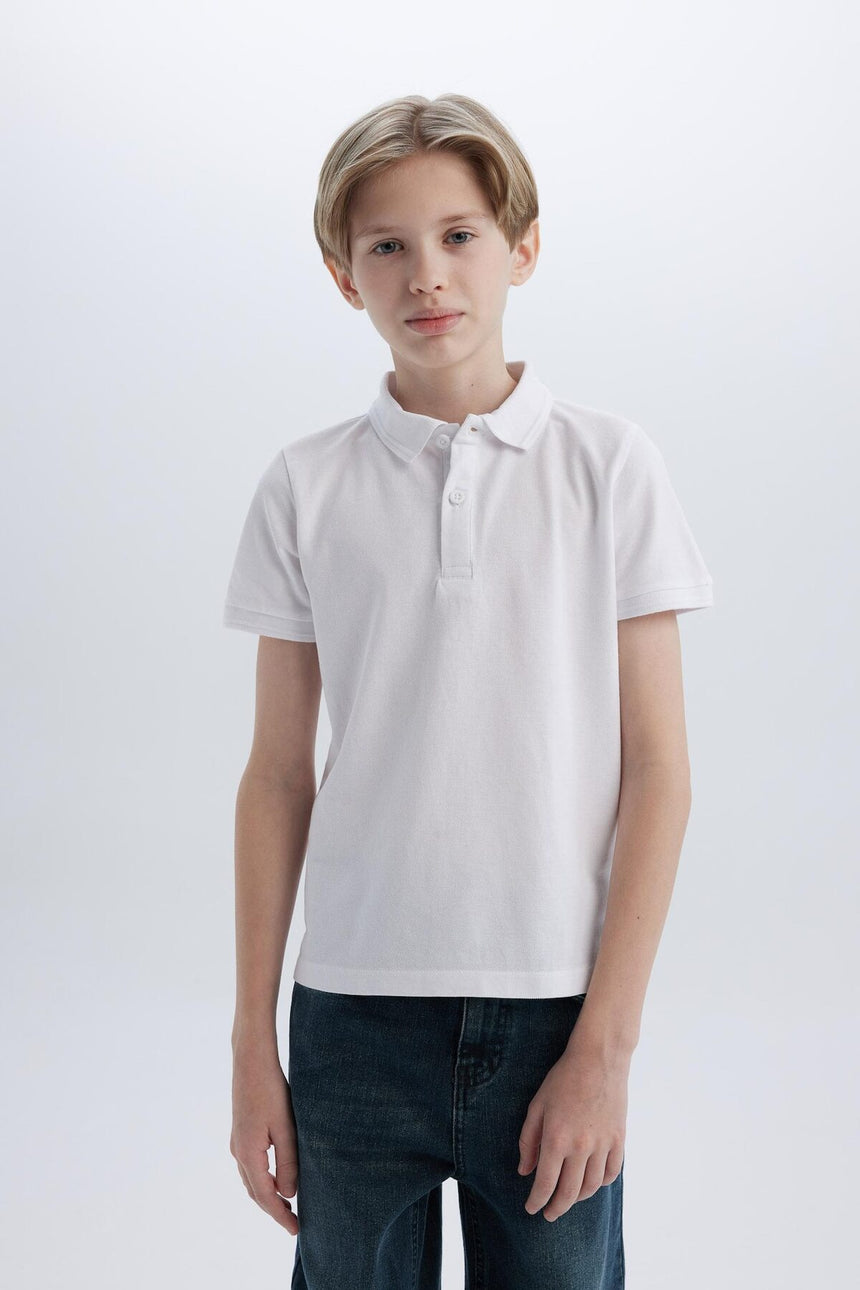 DeFacto K1689A6 Çocuk Polo Yaka T-Shirt - Beyaz