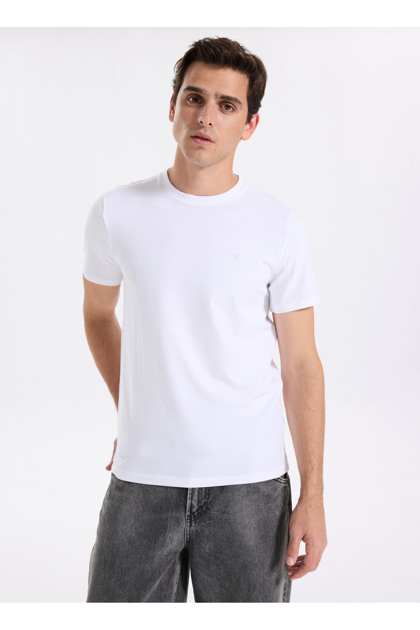 Calvin Klein Erkek SS SLIM STRETCH COTTON CREWNK TE LV04LC240G - Beyaz
